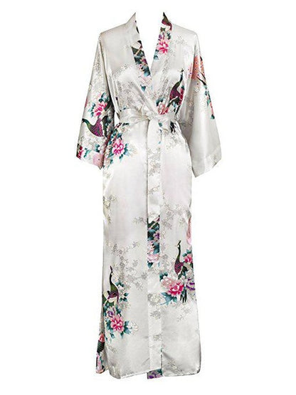 Satin Floral Robe - Long