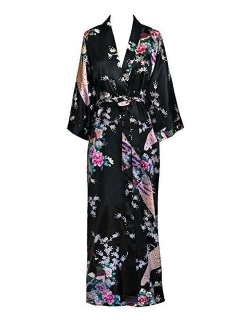 Satin Floral Robe - Long
